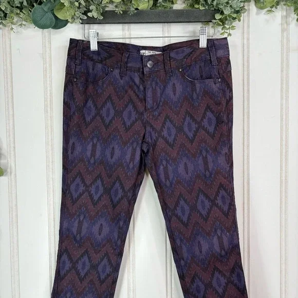 Free People Skinny Jeans size 28 Purple Aztec Boho Casual Festival Retro Earthy - Picture 6 of 10